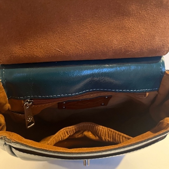 NWT Patricia Nash Leather Rocca Saddle Blue Coral Crossbody Bag - Picture 8 of 13